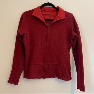 Mountain Hardware Red / Maroon Lined Wool Zip Up Sweater